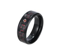 HIJONES Women Men's Cubic Zirconia Stainless Steel Carbon Fiber Ring Personalized Band Jewelry Red Size P 1/2