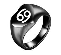 HIJONES Women Men's Love Heart 12 Zodiac Signs Stainless Steel Polished Ring Vintage Personalized Jewelry Black Cancer Size J 1/2