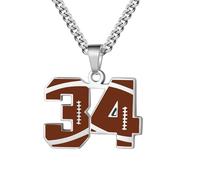 HIJONES Women Men's Single Number Pendant Baseball Necklace Athletes Charm Chain Personalized Sports Jewelry 34