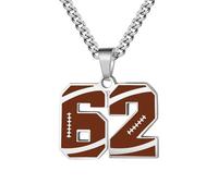 HIJONES Women Men's Single Number Pendant Baseball Necklace Athletes Charm Chain Personalized Sports Jewelry 62