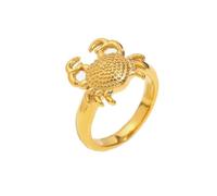 HIJONES Women's Animal Crab Stainless Steel Gold Cancer Ring Band Personalized Jewelry Gold Size P 1/2