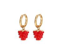 HIJONES Women's Fruit Grape Hoop Earrings Personalized Stainless Steel Ear Ornament Jewelry Red