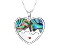 HIJONES Women's Heart-Shaped Mountain Pendant Necklace Stainless Steel Personalized Minimalist Charm Chain Jewelry Silver