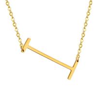 HIJONES Women's Men's Stainless Steel Big Initial 26 Letter A to Z Pendant Necklaces Alphabet Personalized Charm Chain Necklace Gold I