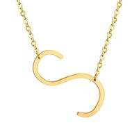 HIJONES Women's Men's Stainless Steel Big Initial 26 Letter A to Z Pendant Necklaces Alphabet Personalized Charm Chain Necklace Gold S