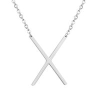 HIJONES Women's Men's Stainless Steel Big Initial 26 Letter A to Z Pendant Necklaces Alphabet Personalized Charm Chain Necklace Silver X