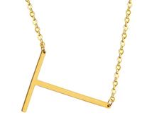 HIJONES Women's Men's Stainless Steel Big Initial 26 Letter A to Z Pendant Necklaces Alphabet Personalized Charm Chain Necklace Gold T