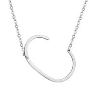 HIJONES Women's Men's Stainless Steel Big Initial 26 Letter A to Z Pendant Necklaces Alphabet Personalized Charm Chain Necklace Silver C