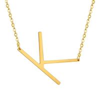 HIJONES Women's Men's Stainless Steel Big Initial 26 Letter A to Z Pendant Necklaces Alphabet Personalized Charm Chain Necklace Gold K