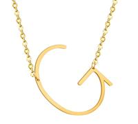 HIJONES Women's Men's Stainless Steel Big Initial 26 Letter A to Z Pendant Necklaces Alphabet Personalized Charm Chain Necklace Gold G