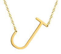 HIJONES Women's Men's Stainless Steel Big Initial 26 Letter A to Z Pendant Necklaces Alphabet Personalized Charm Chain Necklace Gold J