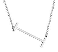HIJONES Women's Men's Stainless Steel Big Initial 26 Letter A to Z Pendant Necklaces Alphabet Personalized Charm Chain Necklace Silver I