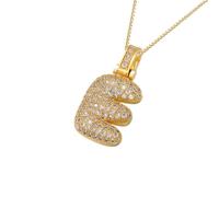 HIJONES Womens Mens Stainless Steel Bubble Letter Charm Necklace Balloon Initial Zirconia Alphabet Name Pendant Birthday Gifts Gold E