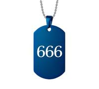 HIJONES Womens Mens Stainless Steel Charming Angel Number 000-999 Pendant Necklace Lucky Gift Army Dog Tags Blue 666