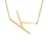 HIJONES Womens Mens Stainless Steel Hip Hop Initial 26 Letter A to Z Pendant Necklaces Big Alphabet Personalized Charm Chain Necklace Gold K