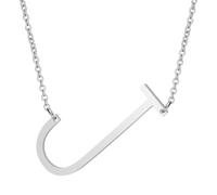 HIJONES Womens Mens Stainless Steel Hip Hop Initial 26 Letter A to Z Pendant Necklaces Big Alphabet Personalized Charm Chain Necklace Silver J