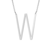 HIJONES Womens Mens Stainless Steel Hip Hop Initial 26 Letter A to Z Pendant Necklaces Big Alphabet Personalized Charm Chain Necklace Silver W