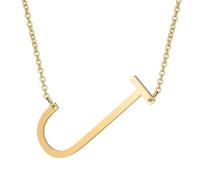 HIJONES Womens Mens Stainless Steel Hip Hop Initial 26 Letter A to Z Pendant Necklaces Big Alphabet Personalized Charm Chain Necklace Gold J