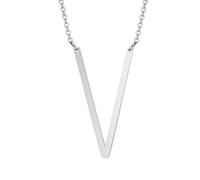 HIJONES Womens Mens Stainless Steel Hip Hop Initial 26 Letter A to Z Pendant Necklaces Big Alphabet Personalized Charm Chain Necklace Silver V