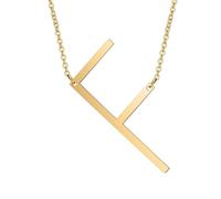 HIJONES Womens Mens Stainless Steel Hip Hop Initial 26 Letter A to Z Pendant Necklaces Big Alphabet Personalized Charm Chain Necklace Gold F