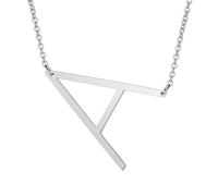 HIJONES Womens Mens Stainless Steel Hip Hop Initial 26 Letter A to Z Pendant Necklaces Big Alphabet Personalized Charm Chain Necklace Silver A
