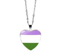 HIJONES Womens Mens Stainless Steel Hip Hop Love Heart Rainbow Pride Necklace Gay Lesbian Flag Couple Pendant Jewellery Style 1