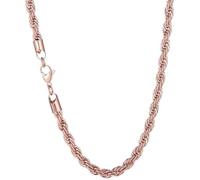 HIJONES Women's Men's Stainless Steel Hip Hop Rope Twist Braided Chain Necklace Weave Solid Stacking Chains Rose Gold 7MM 20in