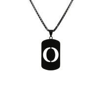 HIJONES Womens Mens Stainless Steel Hip Hop Square Hollow 26 Letter Name Pendant Necklace Punk Sporting Biker Chains Black O