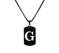 HIJONES Womens Mens Stainless Steel Hip Hop Square Hollow 26 Letter Name Pendant Necklace Punk Sporting Biker Chains Black G