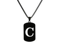 HIJONES Womens Mens Stainless Steel Hip Hop Square Hollow 26 Letter Name Pendant Necklace Punk Sporting Biker Chains Black C