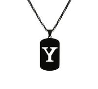 HIJONES Womens Mens Stainless Steel Hip Hop Square Hollow 26 Letter Name Pendant Necklace Punk Sporting Biker Chains Black Y