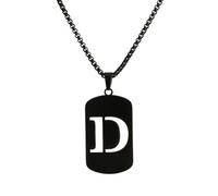 HIJONES Womens Mens Stainless Steel Hip Hop Square Hollow 26 Letter Name Pendant Necklace Punk Sporting Biker Chains Black D