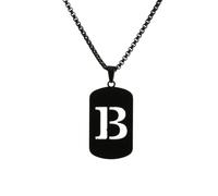 HIJONES Womens Mens Stainless Steel Hip Hop Square Hollow 26 Letter Name Pendant Necklace Punk Sporting Biker Chains Black B