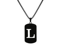 HIJONES Womens Mens Stainless Steel Hip Hop Square Hollow 26 Letter Name Pendant Necklace Punk Sporting Biker Chains Black L