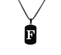 HIJONES Womens Mens Stainless Steel Hip Hop Square Hollow 26 Letter Name Pendant Necklace Punk Sporting Biker Chains Black F