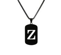 HIJONES Womens Mens Stainless Steel Hip Hop Square Hollow 26 Letter Name Pendant Necklace Punk Sporting Biker Chains Black Z