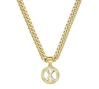 HIJONES Womens Mens Stainless Steel Letter Circular Pendant Initial Name Chunky Chain Charm Necklaces Gold X