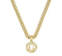 HIJONES Womens Mens Stainless Steel Letter Circular Pendant Initial Name Chunky Chain Charm Necklaces Gold G