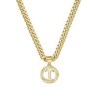 HIJONES Womens Mens Stainless Steel Letter Circular Pendant Initial Name Chunky Chain Charm Necklaces Gold T