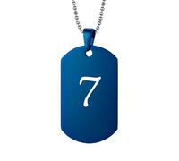 HIJONES Womens Mens Stainless Steel Lucky Angel Number 1-9 Athlete Pendant Chain Sport Necklace Dog Tags Blue 7