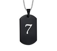 HIJONES Womens Mens Stainless Steel Lucky Angel Number 1-9 Athlete Pendant Chain Sport Necklace Dog Tags Black 7