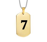 HIJONES Womens Mens Stainless Steel Personalized Angel Lucky Number 1-9 Athlete Pendant Necklace Dog Tags with Chain Gold 7