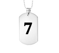 HIJONES Womens Mens Stainless Steel Personalized Angel Lucky Number 1-9 Athlete Pendant Necklace Dog Tags with Chain Silver 7