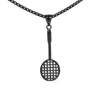 HIJONES Womens Mens Stainless Steel Solid Tennis Racket Pendant Necklace Gift for Friendship Black