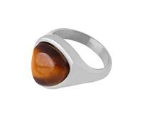 HIJONES Women's Simple Gemstone Band Ring Delicate Ring Stylish Wear Silver Brown Size L 1/2