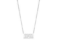 HIJONES Womens Stainless Steel 11 11 Angel Number Necklace Dainty Bar Pendant Necklace Choker Chain Numerology Jewellery Silver