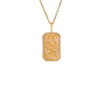 HIJONES Womens Stainless Steel Astrology Charm Necklace Square CZ Constellation Horoscope Pendant Necklace Gold Sagittarius
