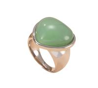 HIJONES Womens Stainless Steel Big Heart Gemstone Statement Ring Hip Hop Titanium Casting Bands Silver Light Green Stone Large Size L 1/2