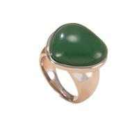 HIJONES Womens Stainless Steel Big Heart Gemstone Statement Ring Hip Hop Titanium Casting Bands Silver Green Stone Large Size L 1/2