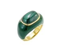 HIJONES Womens Stainless Steel Colorful Enamel Thick Wedding Ring Big Gemstone Inlay Oversized Party Bands Green Size N 1/2